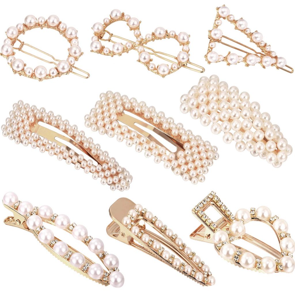 lot de 9 barrettes perles artificielles Amazon