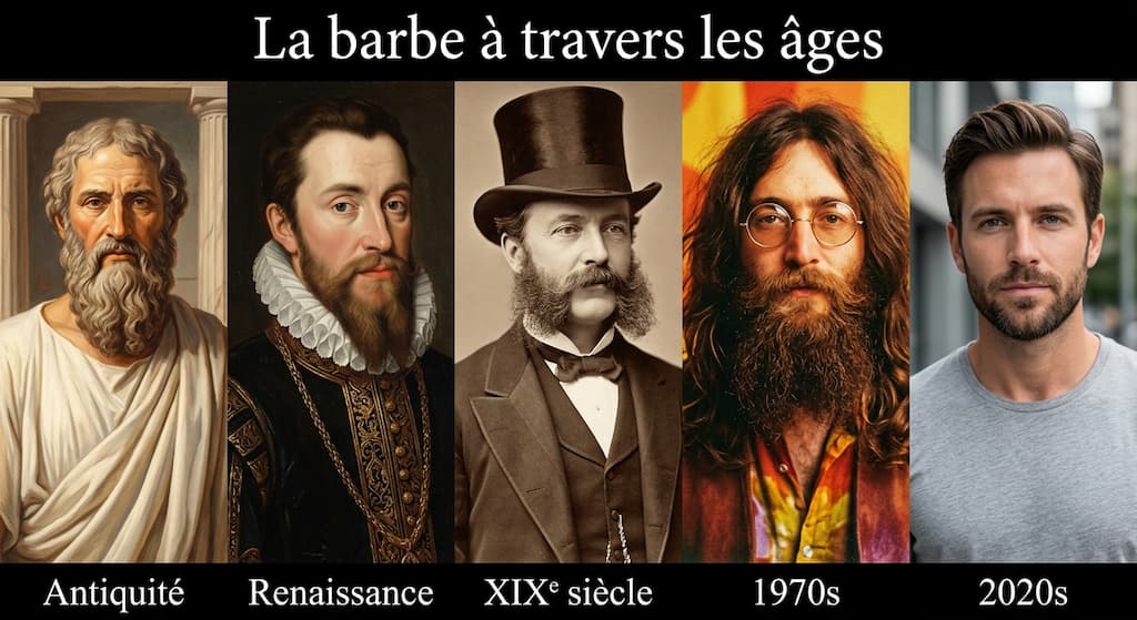 Évolution de la barbe à travers l'histoire de l'Antiquité grecque aux années 2020