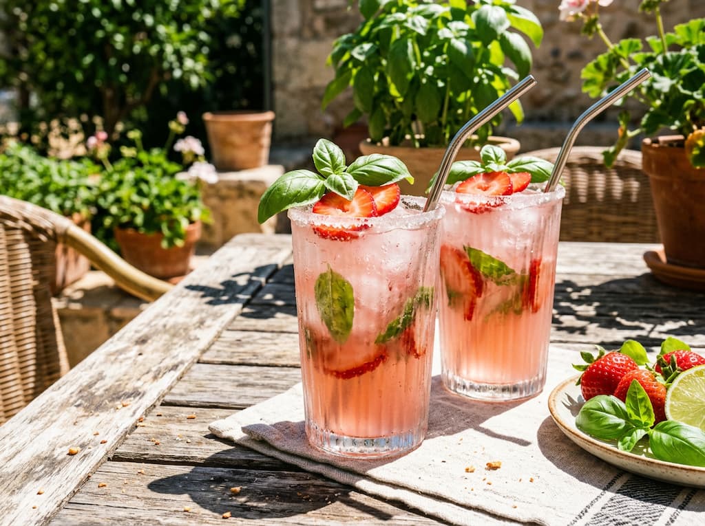 Pink lemonade fraise et basilic